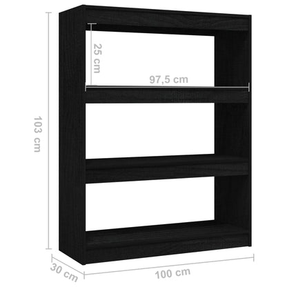 Bokhylla/Rumsavdelare svart 100x30x103 cm massiv furu