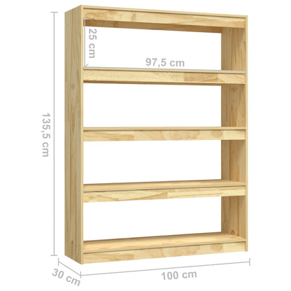 Bokhylla/rumsavdelare 100x30x135,5 cm furu