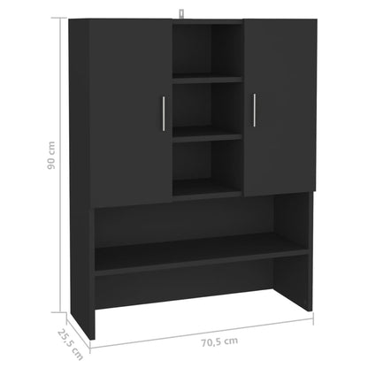 Tvättmaskinsskåp svart 70,5x25,5x90 cm