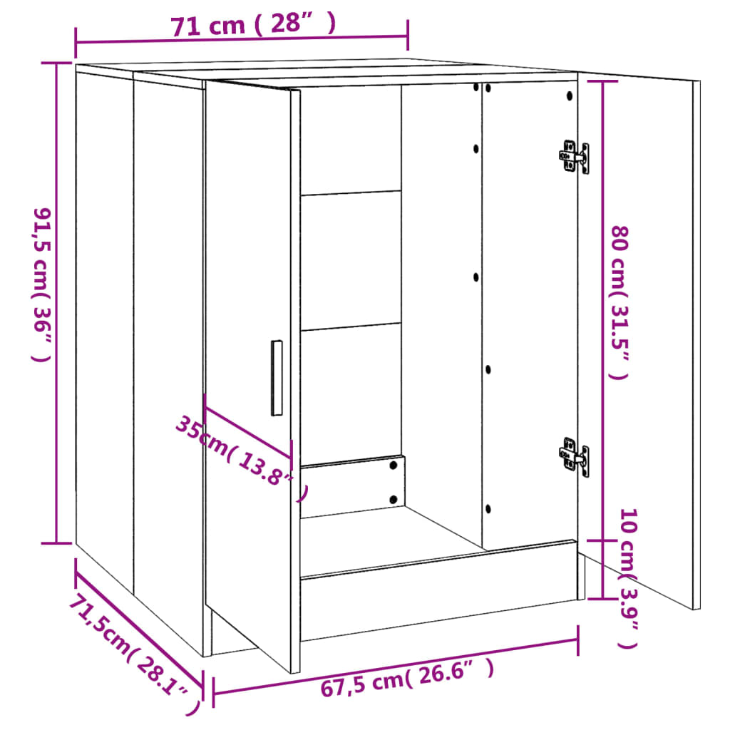 Tvättmaskinsskåp vit 71x71,5x91,5 cm