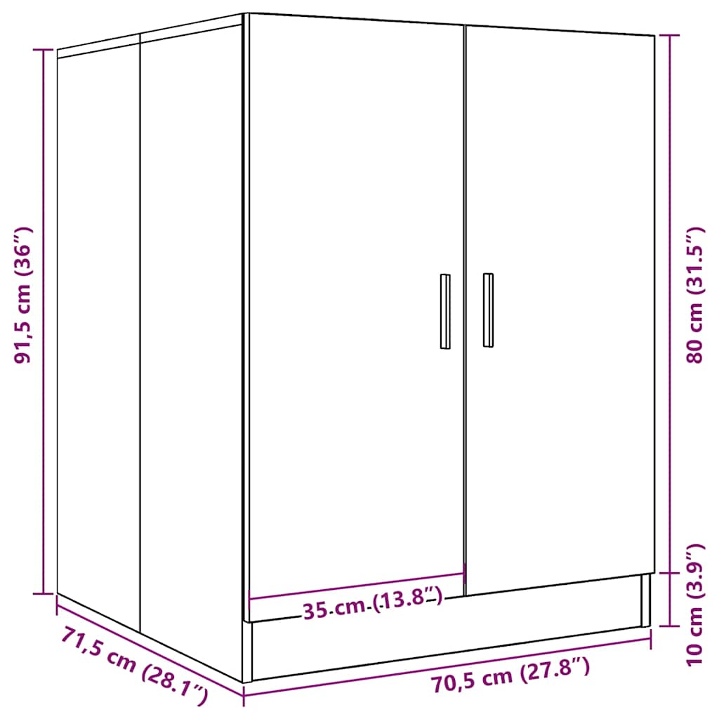 Tvättmaskinsskåp vit 71x71,5x91,5 cm