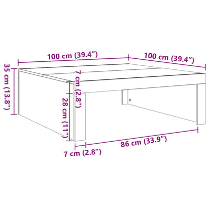 Soffbord sonoma-ek 100x100x35 cm konstruerat trä