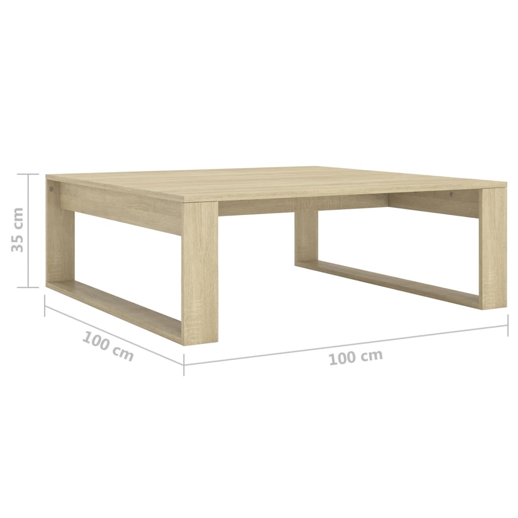 Soffbord sonoma-ek 100x100x35 cm konstruerat trä