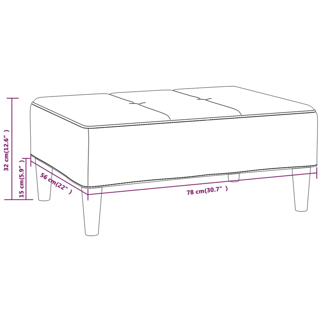 Fotpall svart 78x56x32 cm tyg