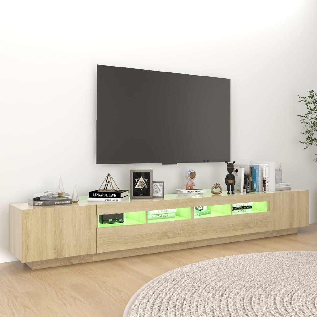 TV-bänk med LED-belysning sonoma-ek 260x35x40 cm