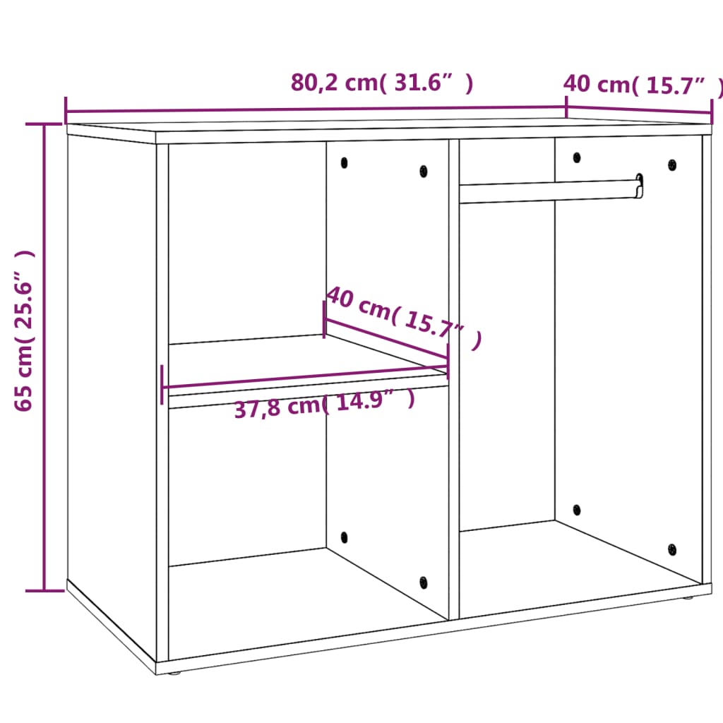 Klädskåp vit 80x40x65 cm konstruerat trä