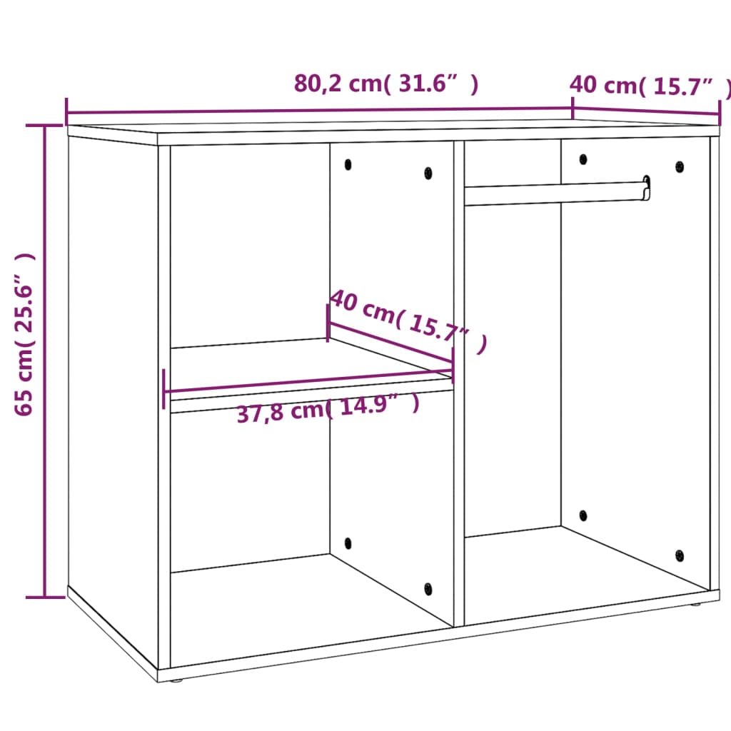 Klädskåp vit högglans 80x40x65 cm konstruerat trä