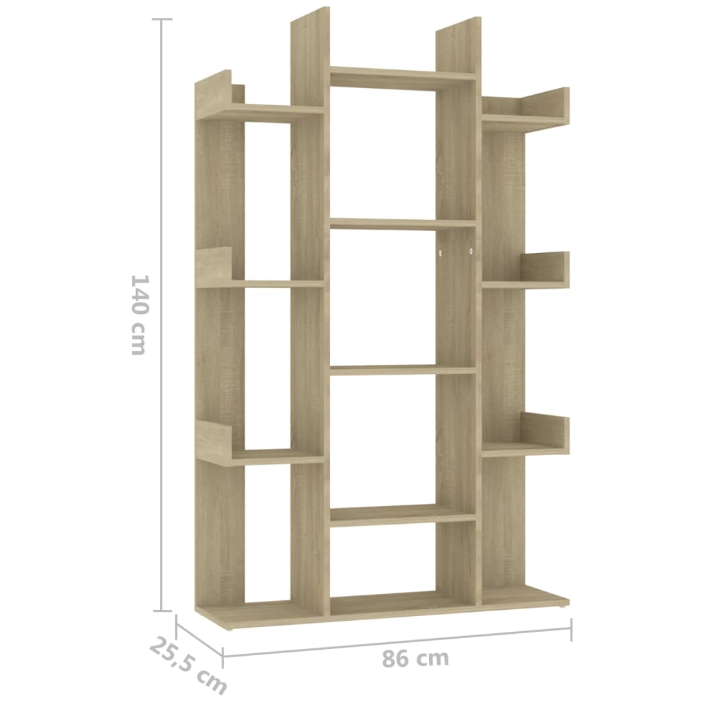 Bokhylla sonoma-ek 86x25,5x140 cm konstruerat trä