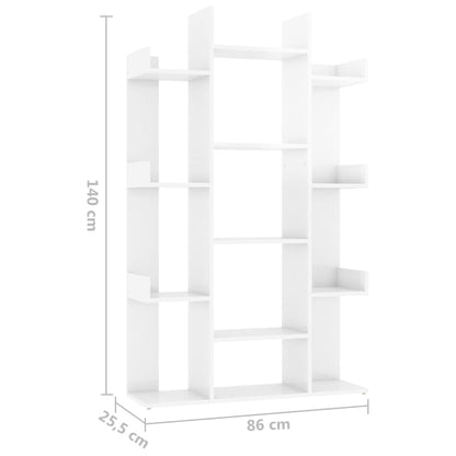 Bokskåp vit högglans 86x25,5x140 cm konstruerat trä