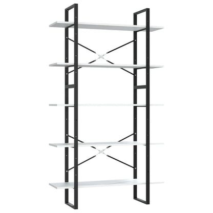 Bokhylla 5 hyllplan vit 100x30x175 cm konstruerat trä