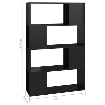 Bokhylla Rumsavdelare svart högglans 80x24x124,5 cm