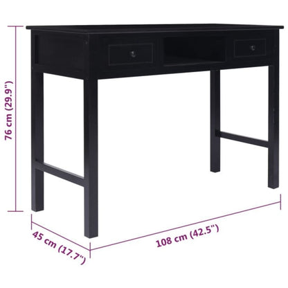 Skrivbord svart 108x45x76 cm massivt kejsarträ