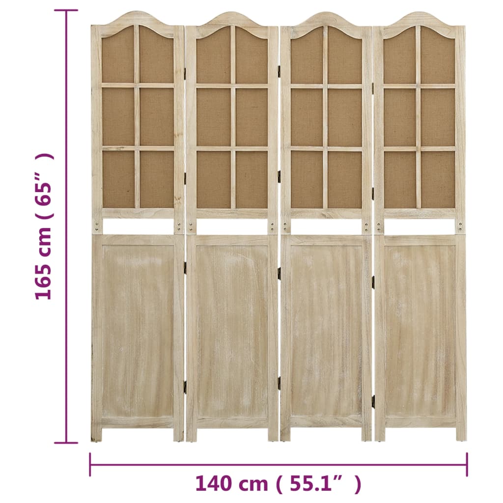 Rumsavdelare 4 paneler brun 140x165 cm tyg