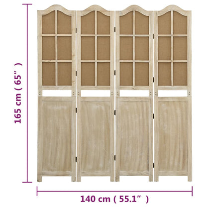 Rumsavdelare 4 paneler brun 140x165 cm tyg