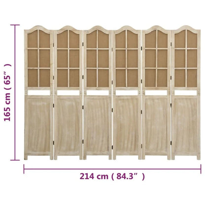 Rumsavdelare 6 paneler brun 214x165 cm tyg