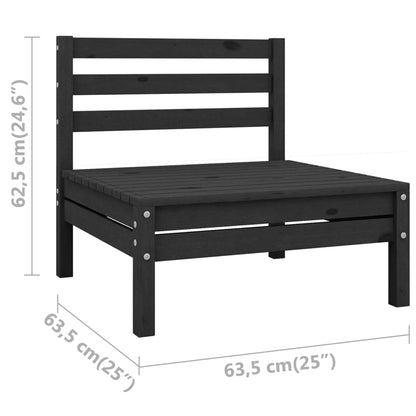 Mittensektion till pallsoffa 2 st svart massiv furu