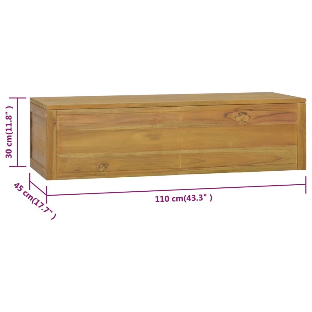 Väggmonterat badrumsskåp 110x45x30 cm massiv teak