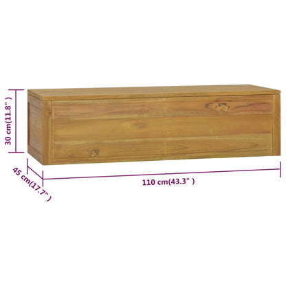 Väggmonterat badrumsskåp 110x45x30 cm massiv teak