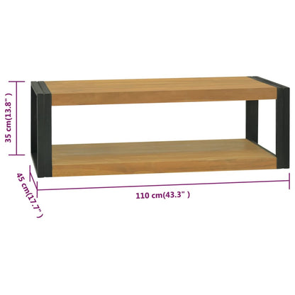 Väggmonterat badrumsskåp 110x45x35 cm massiv teak