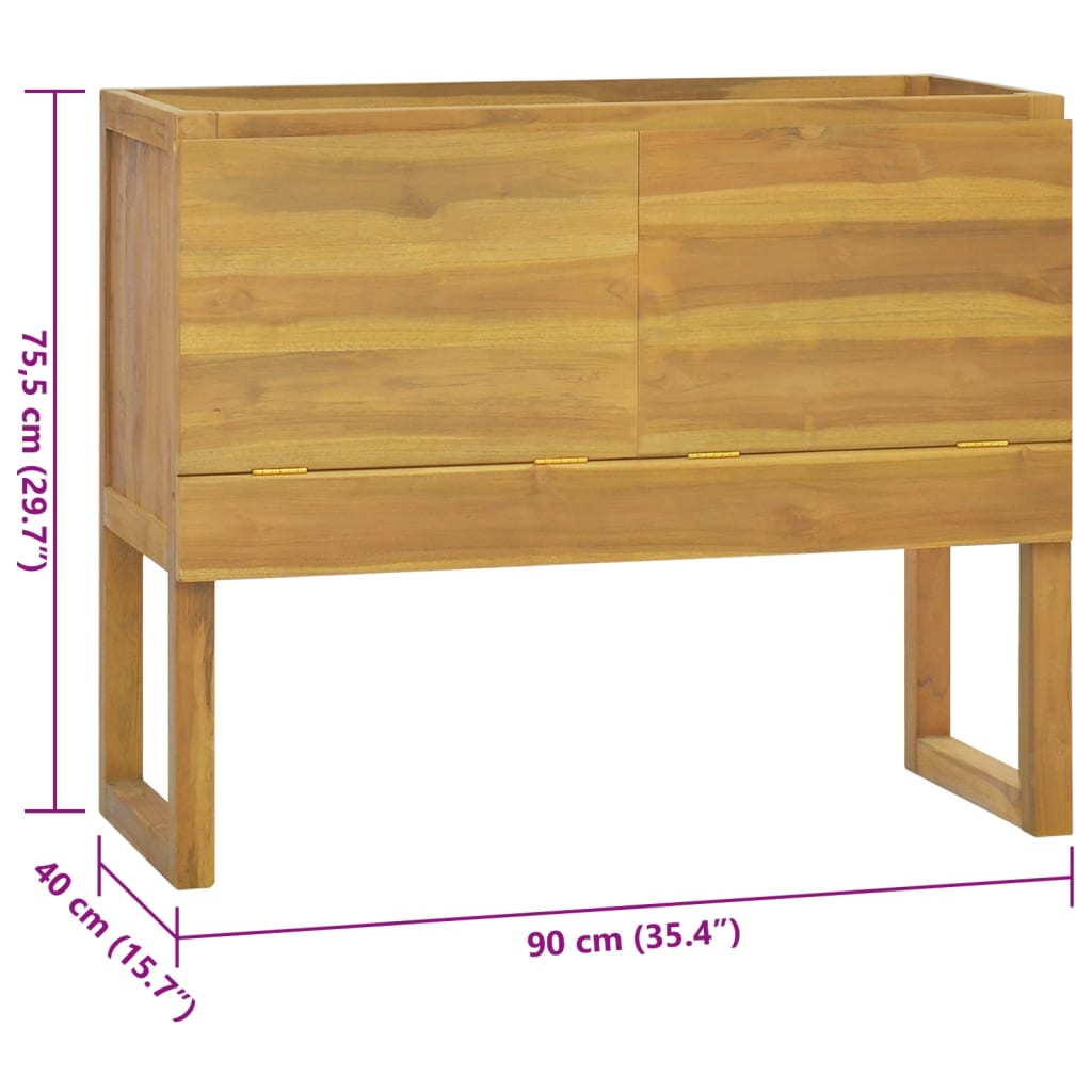 Badrumsskåp 90x40x75,5 cm massiv teak