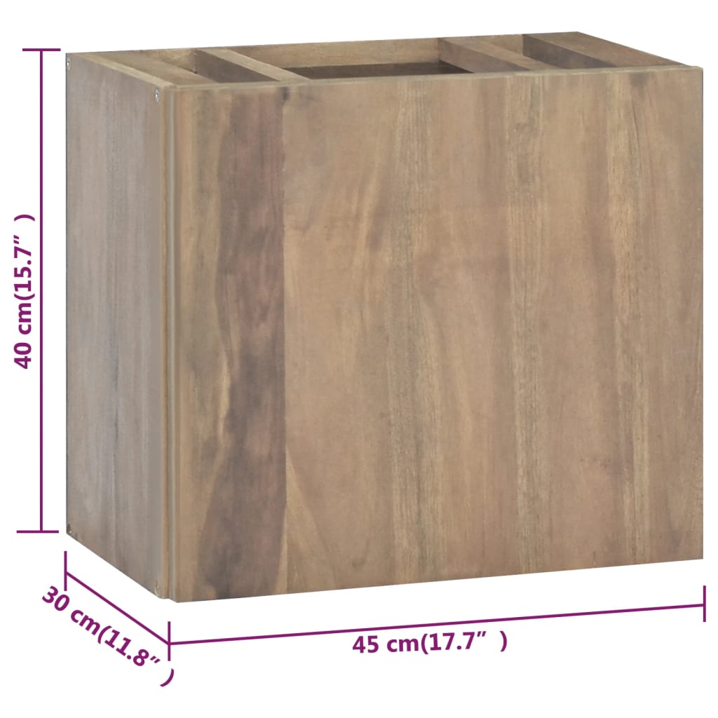 Väggmonterat badrumsskåp 45x30x40 cm massiv teak