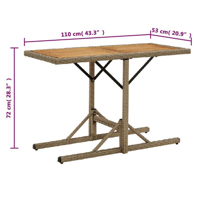 Trädgårdsbord beige massivt akaciaträ och konstrotting