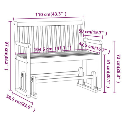 Gungbänk 110 cm massivt akaciaträ