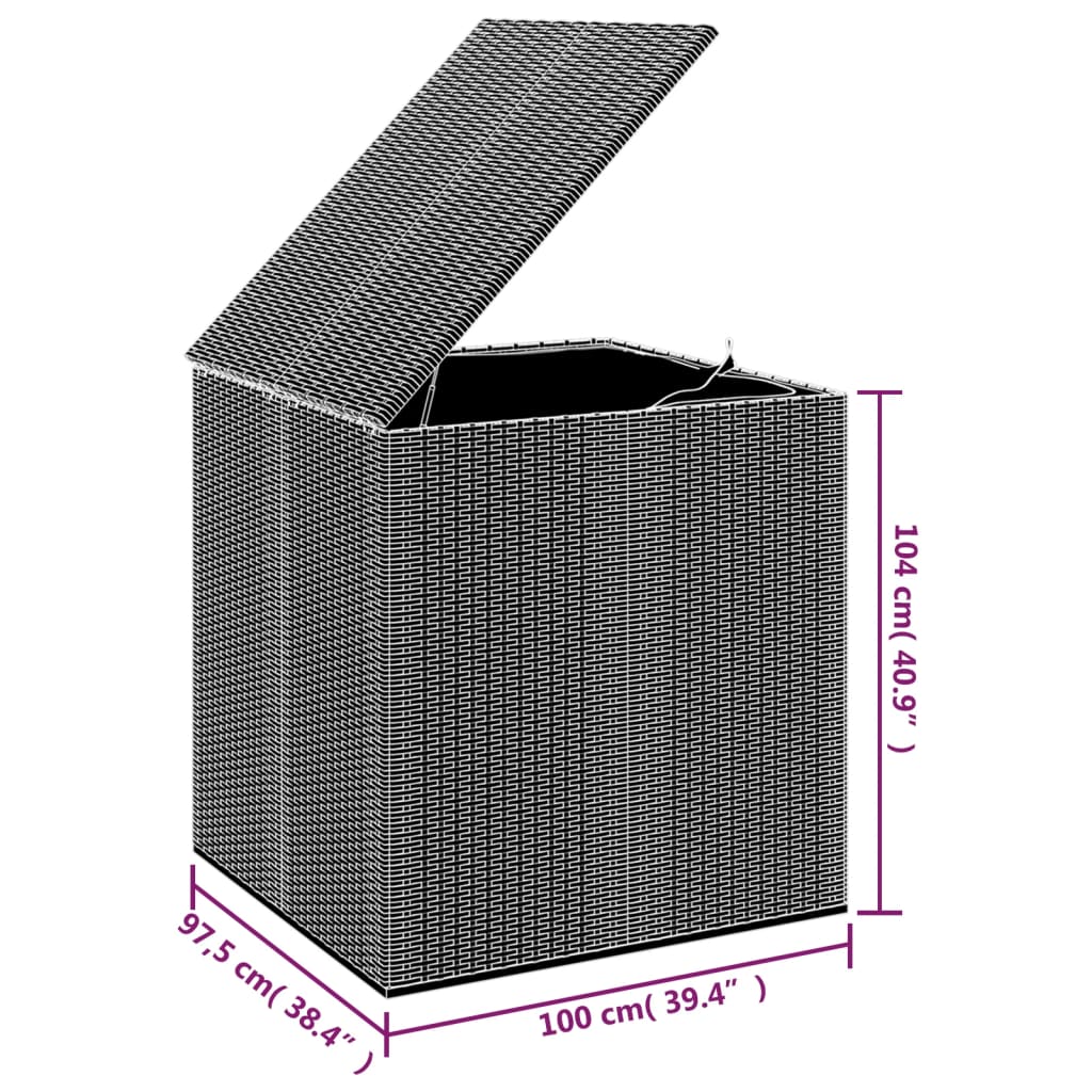 Dynbox PE-rotting 100x97,5x104 cm svart