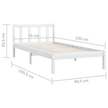 Sängram vit massivt trä 75x190 cm