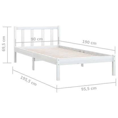 Sängram vit massiv furu 90x190 cm