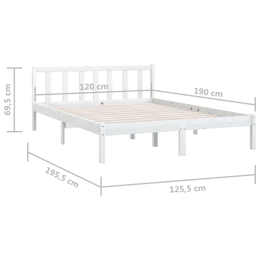 Sängram vit massiv furu 120x190 cm