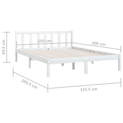 Sängram vit massiv furu 150x200 cm