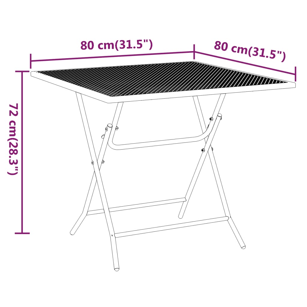 Trädgårdsbord 80x80x72 cm sträckmetall antracit