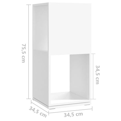 Roterande hylla vit 34,5x34,5x75,5 cm konstruerat trä