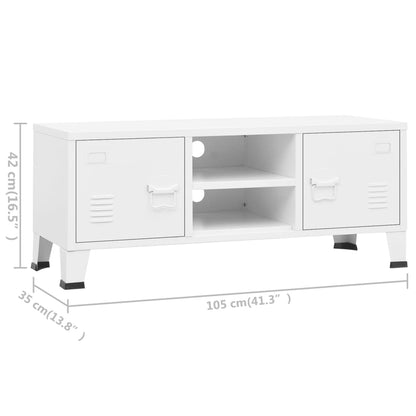 Industriell tv-bänk vit 105x35x42 cm metall