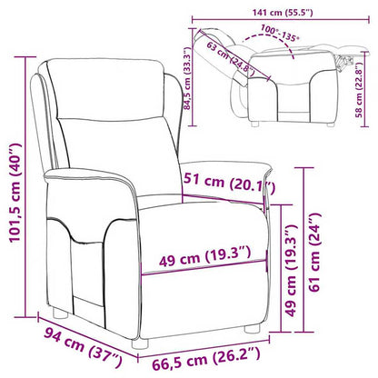 Reclinerfåtölj Ljusgrå 66.5 x 94 x 101.5 cm Polyester