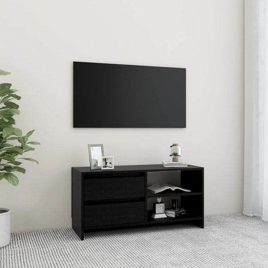 Tv-bänk svart 80x31x39 cm massiv furu