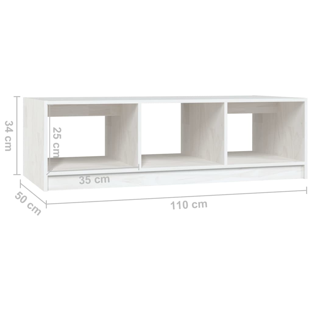 Soffbord vit 110x50x34 cm massiv furu