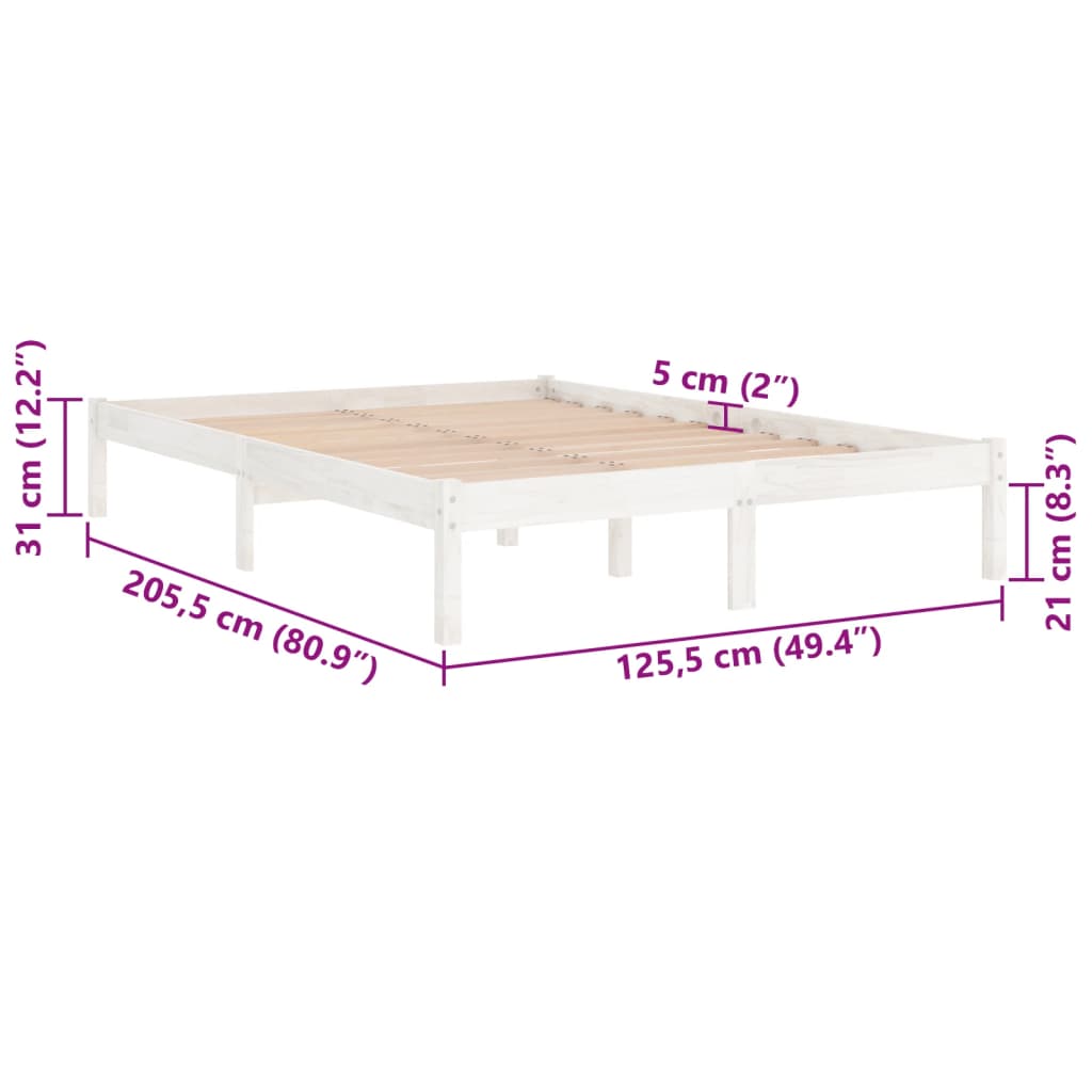 Sängram vit massiv furu 120x200 cm