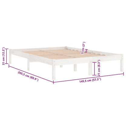 Sängram vit massiv furu 140x200 cm