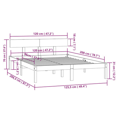 Sängram vit massiv furu 120x200 cm