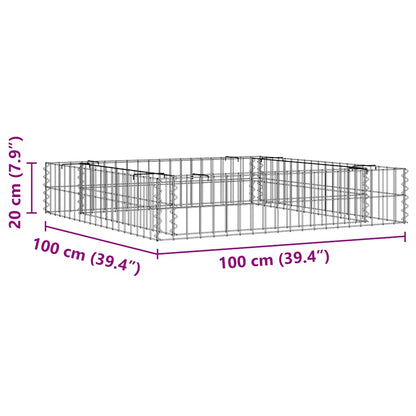 Planteringsgabion upphöjd galvaniserat stål 100x100x20 cm