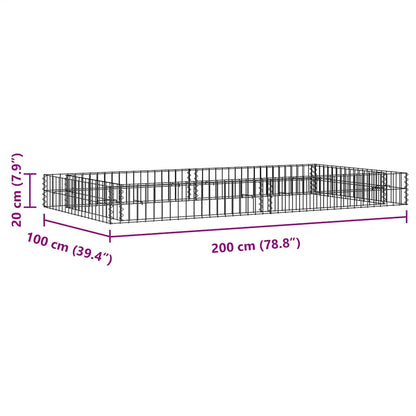 Planteringsgabion upphöjd galvaniserat stål 200x100x20 cm