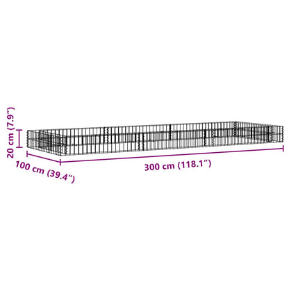 Planteringsgabion upphöjd galvaniserat stål 300x100x20 cm