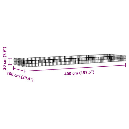 Planteringsgabion upphöjd galvaniserat stål 400x100x20 cm