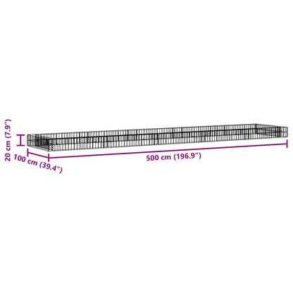 Planteringsgabion upphöjd galvaniserat stål 500x100x20 cm