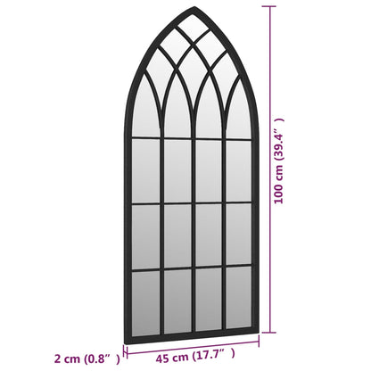 Trädgårdsspegel svart 100x45 cm järn för utomhusbruk