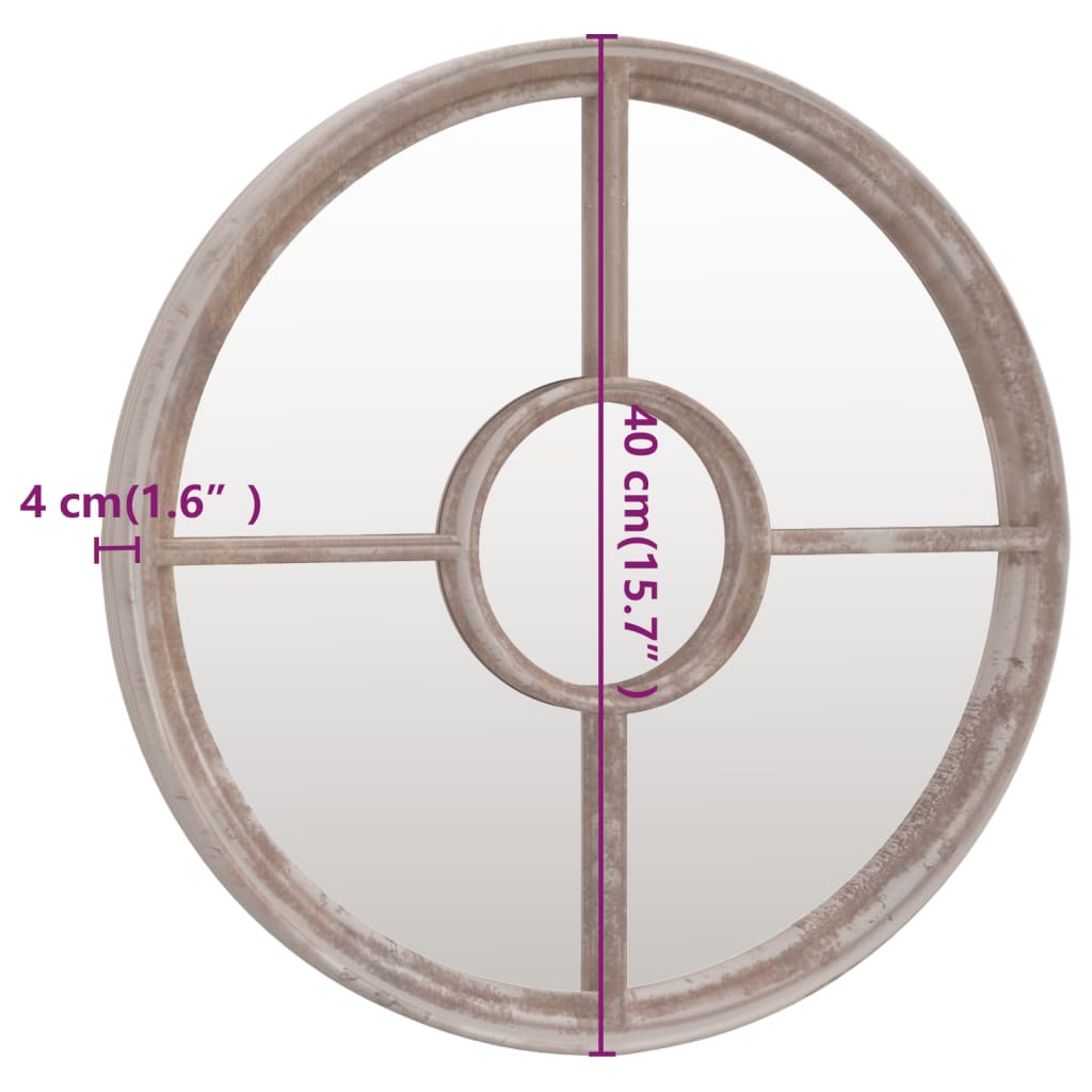 Trädgårdsspegel sandfärgad 40x4 cm rund järn för utomhusbruk