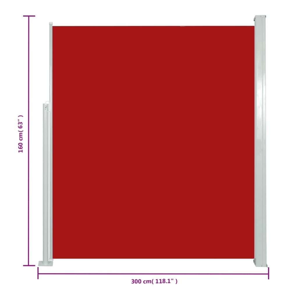 Infällbar sidomarkis 160x300 cm röd