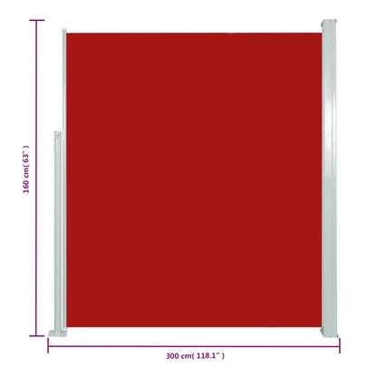 Infällbar sidomarkis 160x300 cm röd